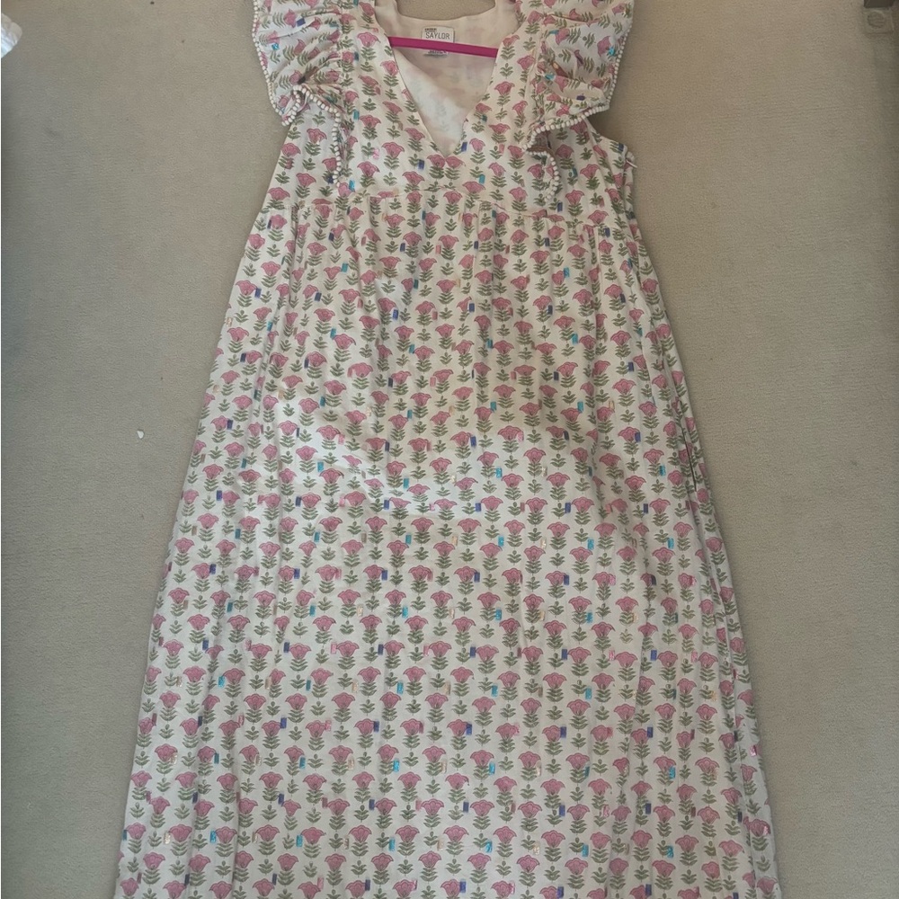 SAYLOR Cream Flutter Sleeve V-Neck Sundress